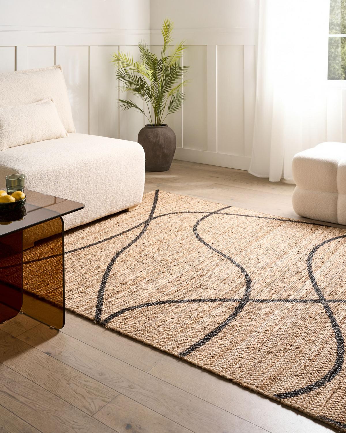 TEPPICH Beige 160/230 cm Jute Ghota - Beige, Textil (160/230cm) - Beliani