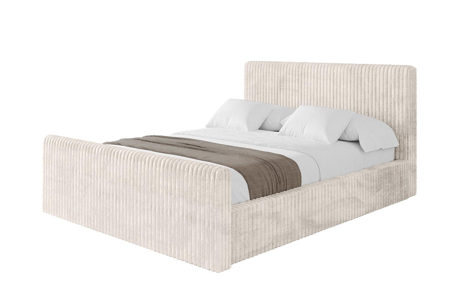 POLSTERBETT mit Bettkasten, Fußteil und Lattenrost, Boxbett ohne Matratze - ALOVA-Z-V1 120x200 Creme - Creme, Holzwerkstoff/Textil (120/200cm) - ALTDECOR
