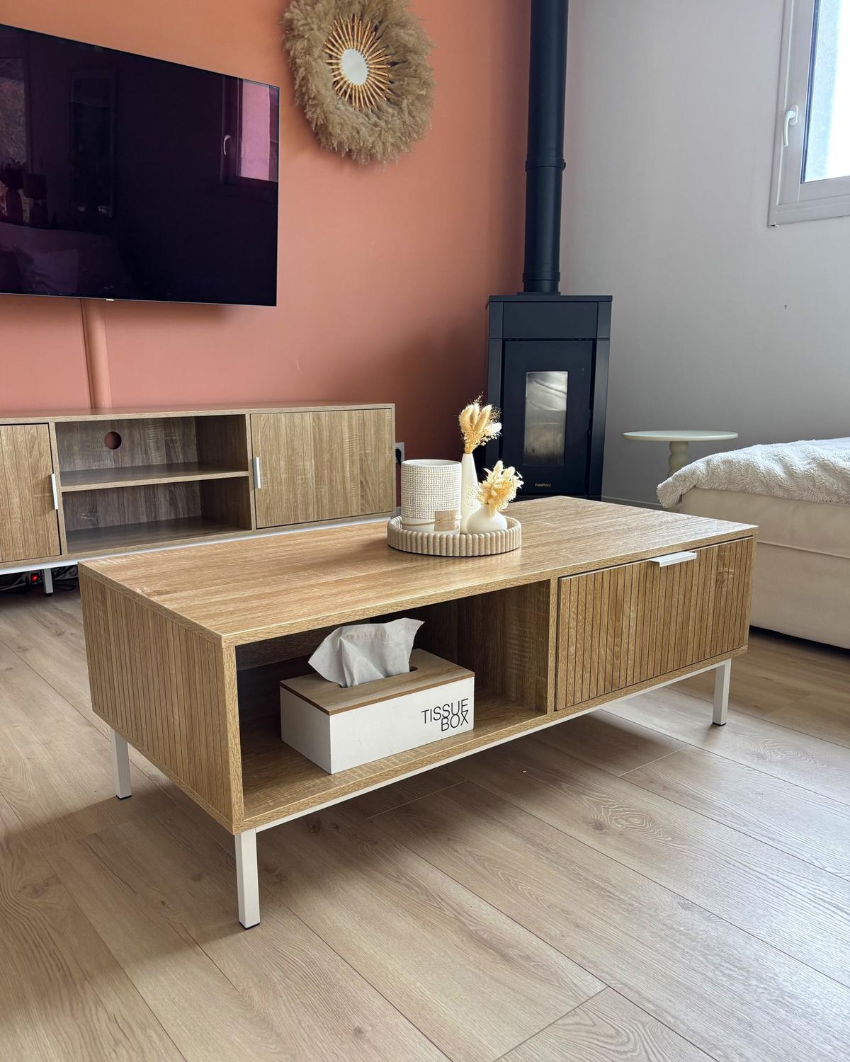 COUCHTISCH Hellbraun Royalla - Hellbraun, Holzwerkstoff (50/110/40cm) - Beliani