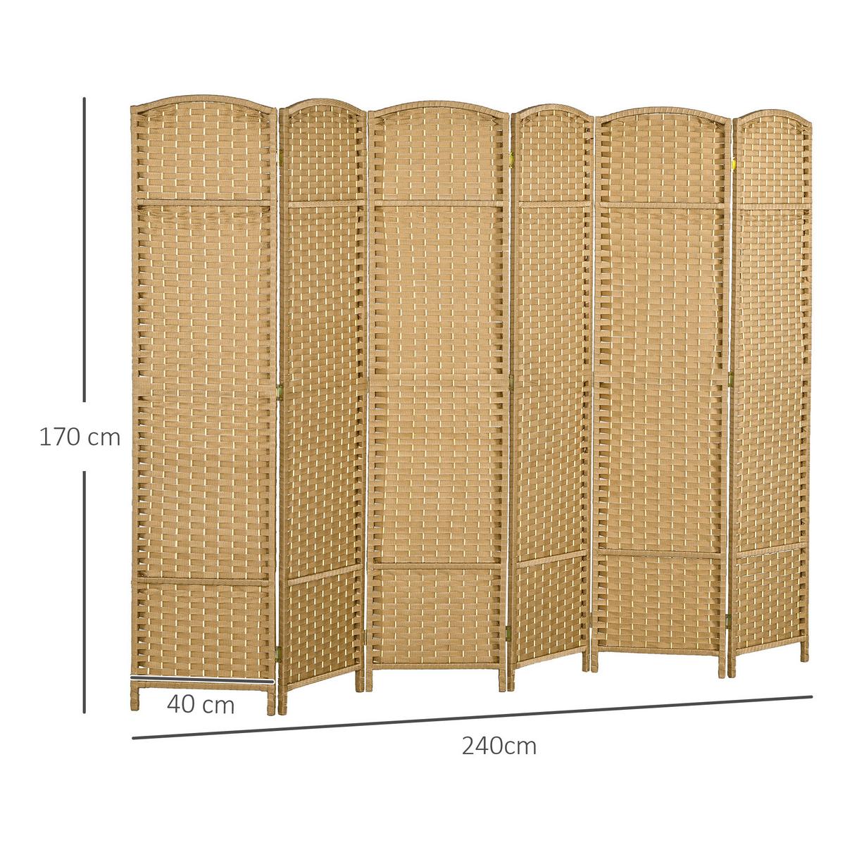 PARAVENT 6-teilig 240 x 170 cm Raumteiler Trennwand aus Kiefernholz Natur - Naturfarben, Holzwerkstoff (1.6/170/1.6cm) - HOMCOM