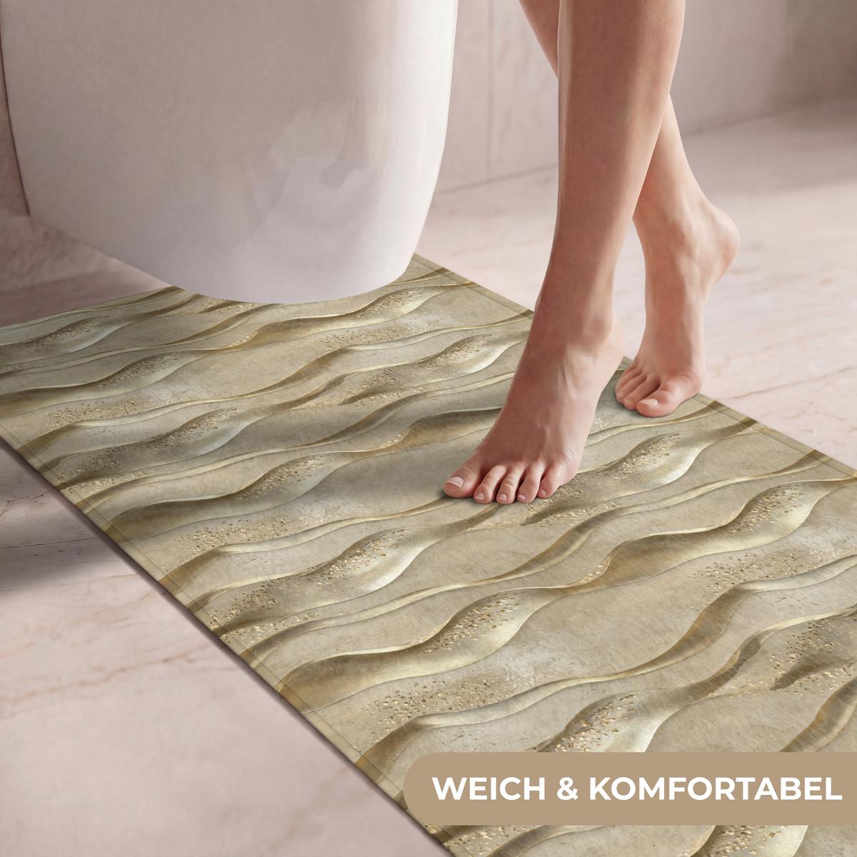 WC-VORLEGER Wellen - Muster - Gold Toilettenvorleger 60x120 cm - Messingfarben, Textil (60/1cm) - OnlyWow