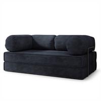 BETTSOFA ALVIO aus Schaumstoff Kordstoff Schwarz Schlaffunktion - Schwarz, Textil (170/68/80cm) - MASSENO