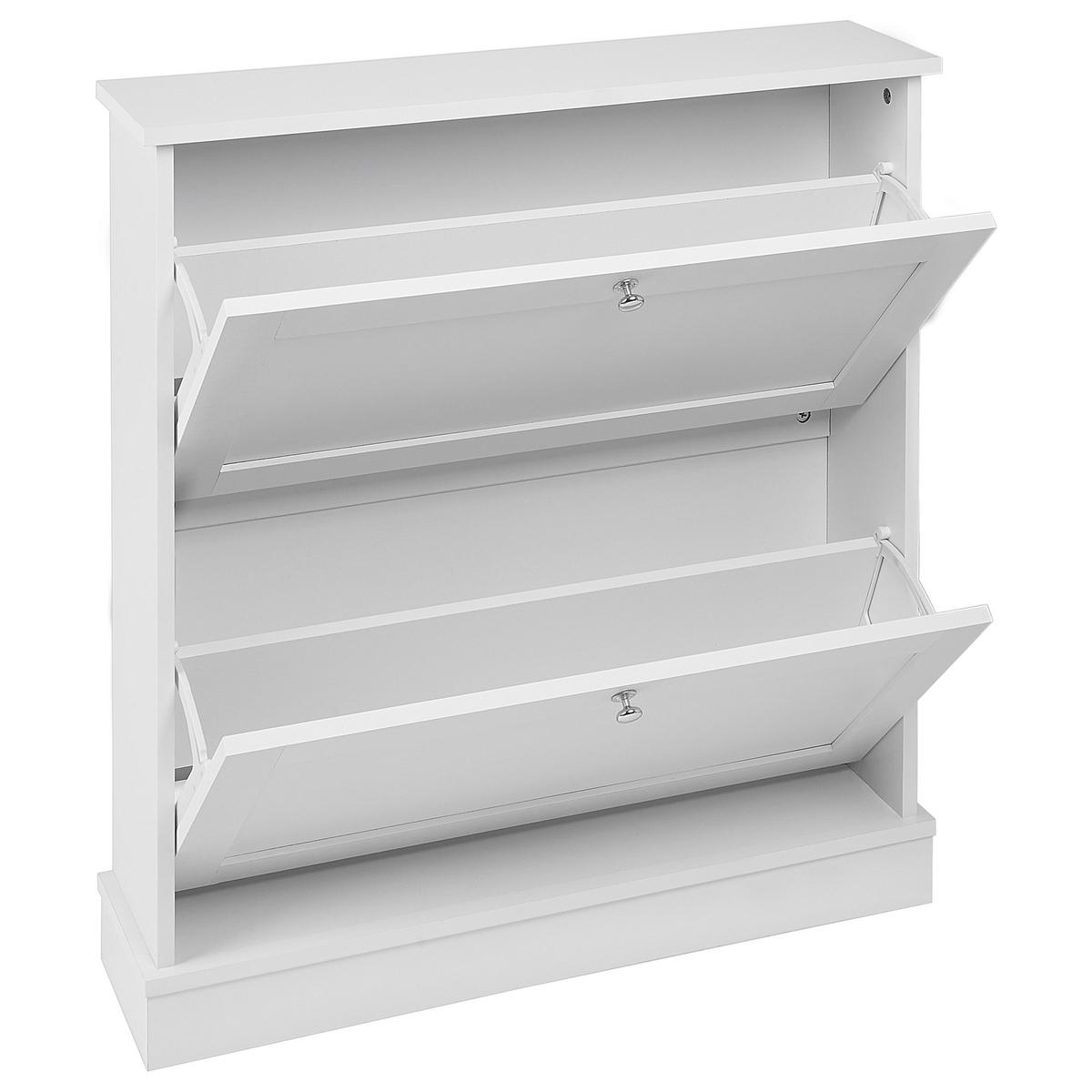 SCHUHSCHRANK Weiß Chelan - Silberfarben/Weiß, Holzwerkstoff (76/80/19cm) - Beliani