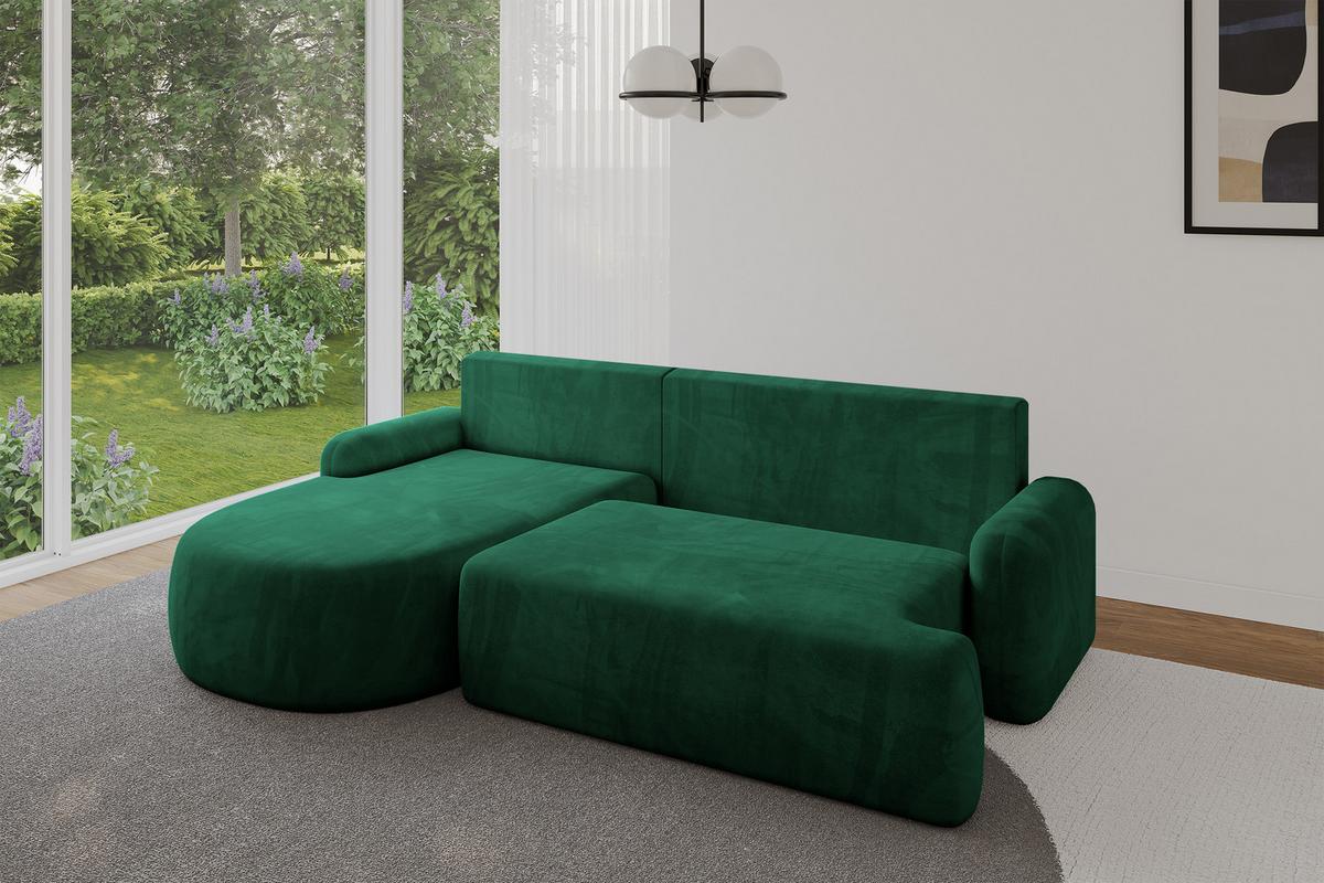 ECKSOFA mit Schlaffunktion und Bettkasten LIRA-L - 264x172x89 Grün - Grün, Holzwerkstoff/Textil (264/172cm) - ALTDECOR