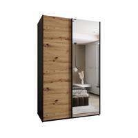 SCHWEBETÜRENSCHRANK 245,5/160/64 2-türig - Schwarz/Eiche Artisan, Holz/Metall (160/245/64cm) - Abiks Möbel