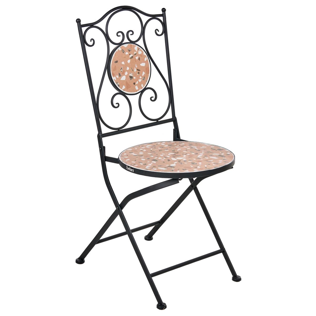 GARTENSTUHL 2er-Set Schwarz Adrano - Schwarz/Orange, Metall (39/87/47cm) - Beliani