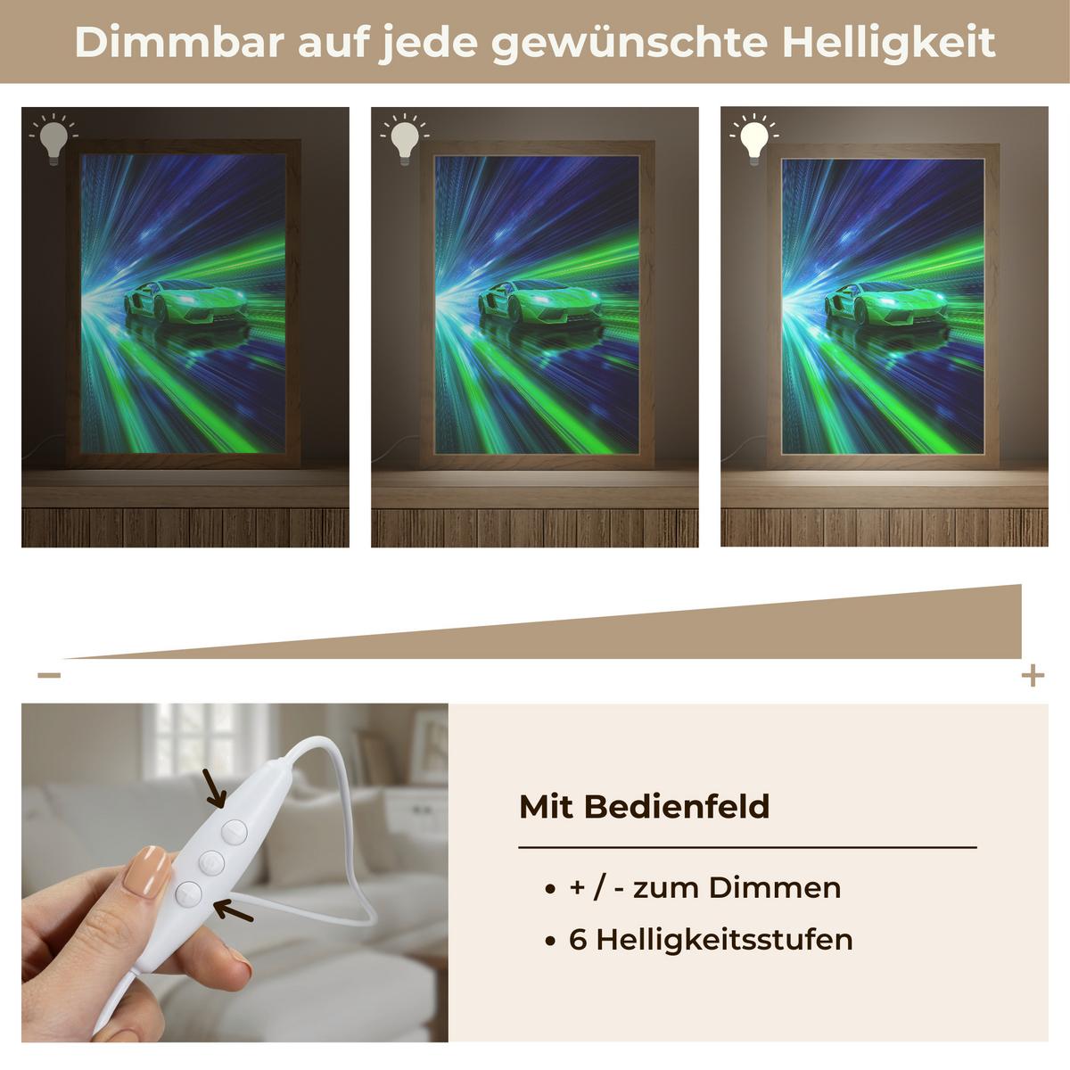 WANDLEUCHTE Geschwindigkeit - Leicht - Sportwagen - Grün 20x30 cm - Grün, Holzwerkstoff (20/30/8cm) - OnlyWow