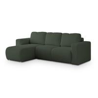 ECKSOFA RINOVA Grün Boucle-Stoff mit Schlaffunktion - Grün, Holz (250/143cm) - MASSENO