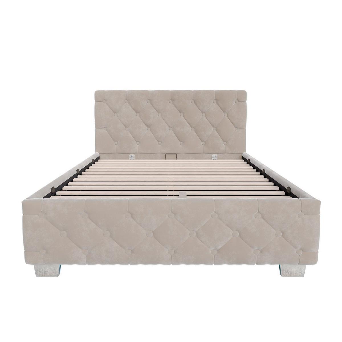 POLSTERBETT Nizza Beige 120x200 cm mit Matratze - Beige, Holz (120/200cm) - Juskys
