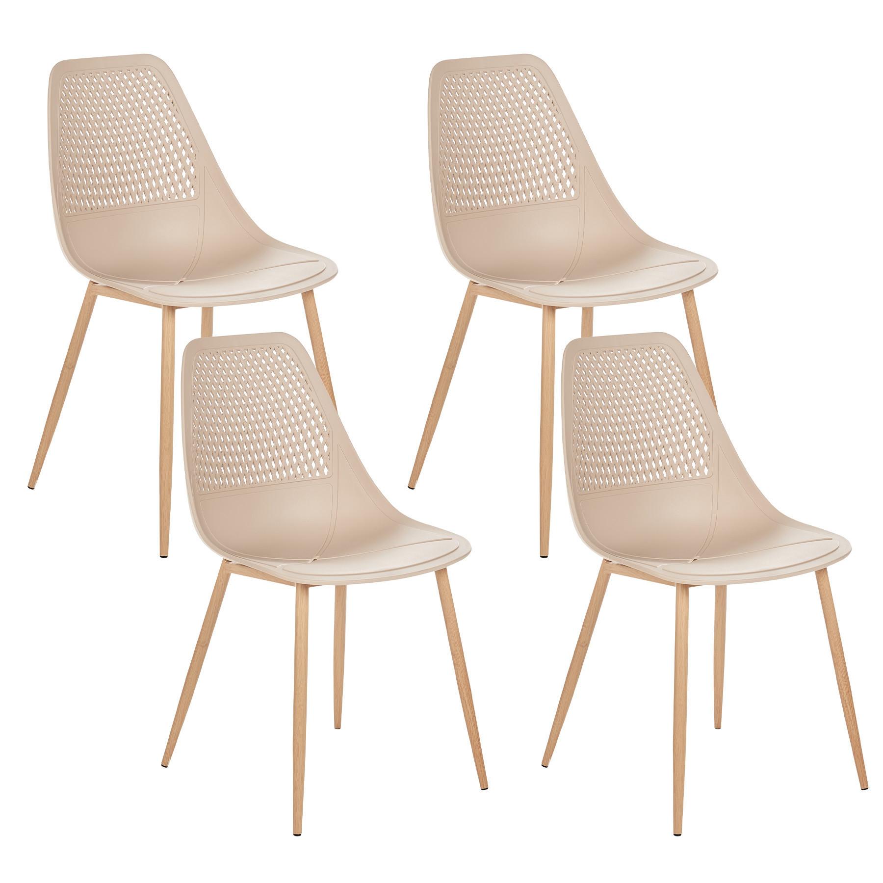 ESSZIMMERSTUHL 4er-Set Beige Hazelton - Beige/Braun, Kunststoff (46/84/54cm) - Beliani