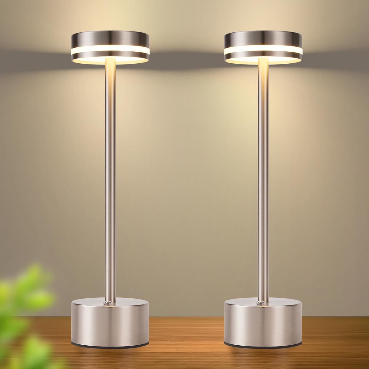 TISCHLEUCHTE Lichtel 8/8/31.5 cm（2er-set） - Silberfarben, Kunststoff/Metall (8/8/31.5cm) - ZMH