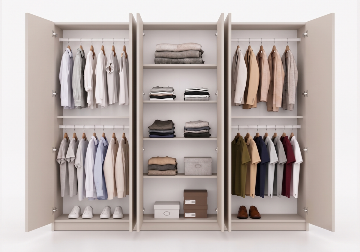 DREHTÜRENSCHRANK ROSA 6D 230/210/55 cm 6-türig Kaschmir - Kaschmir/Goldfarben, Holz/Holzwerkstoff (230/210/55cm) - imoebel24