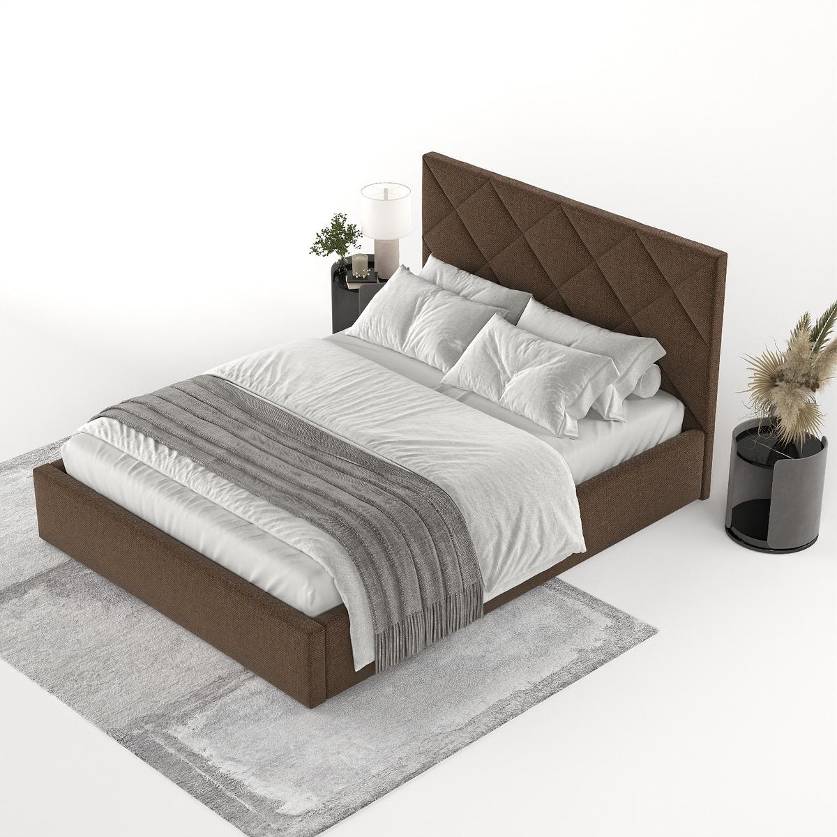 POLSTERBETT Torno 140/200 cm Braun im Inari Stoff - Schwarz/Naturfarben, Holz/Holzwerkstoff (140/200cm) - AltaBeds