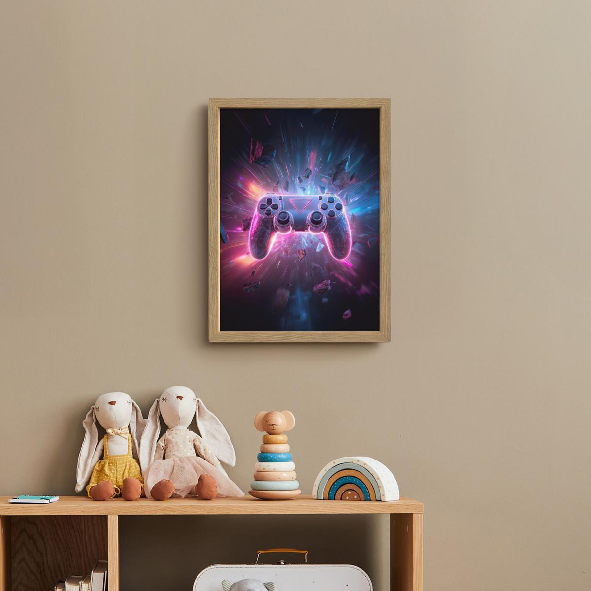 NACHTTISCHLAMPE MIT AKKU Controller - Neon - Explosion - Abstrakt 30x40 cm - Violett, Holzwerkstoff (8/30/40cm) - OnlyWow