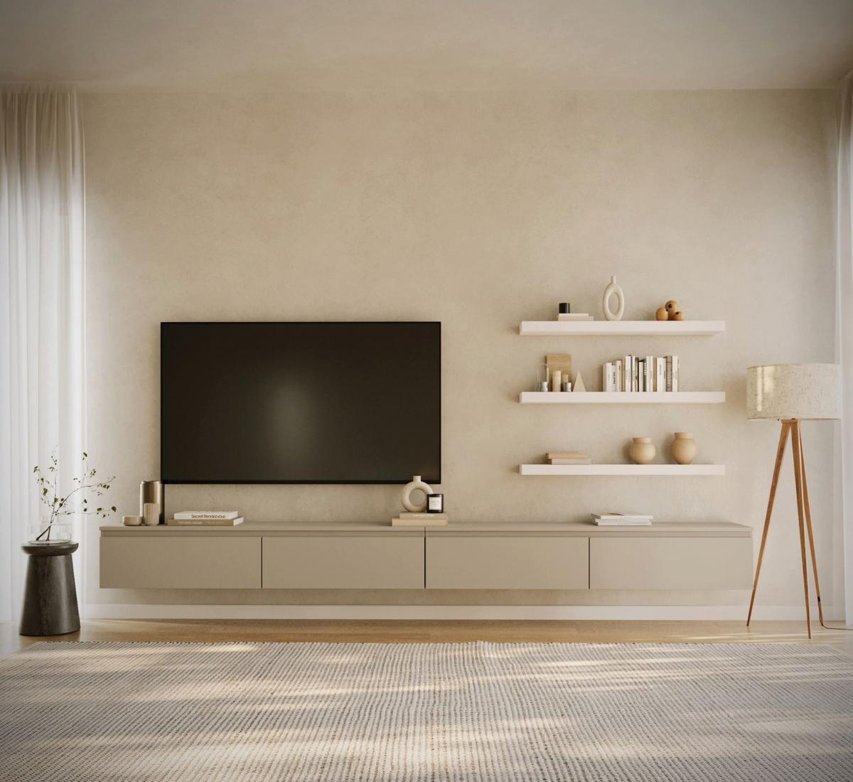 TV-LOWBOARD Bemmi hängend Kaschmirgrau 300/30/30 cm - Kaschmir, Holzwerkstoff (300/28.4/31.8cm) - Selsey