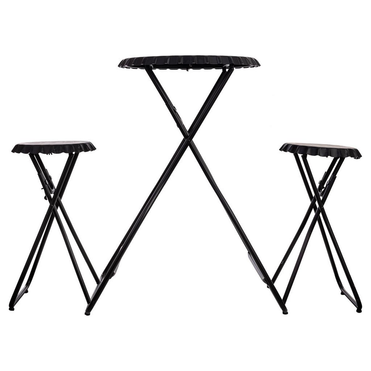 BALKONSET aus Metall, 148x60x102cm, 3-tlg. - Schwarz, Metall - Wanderlust