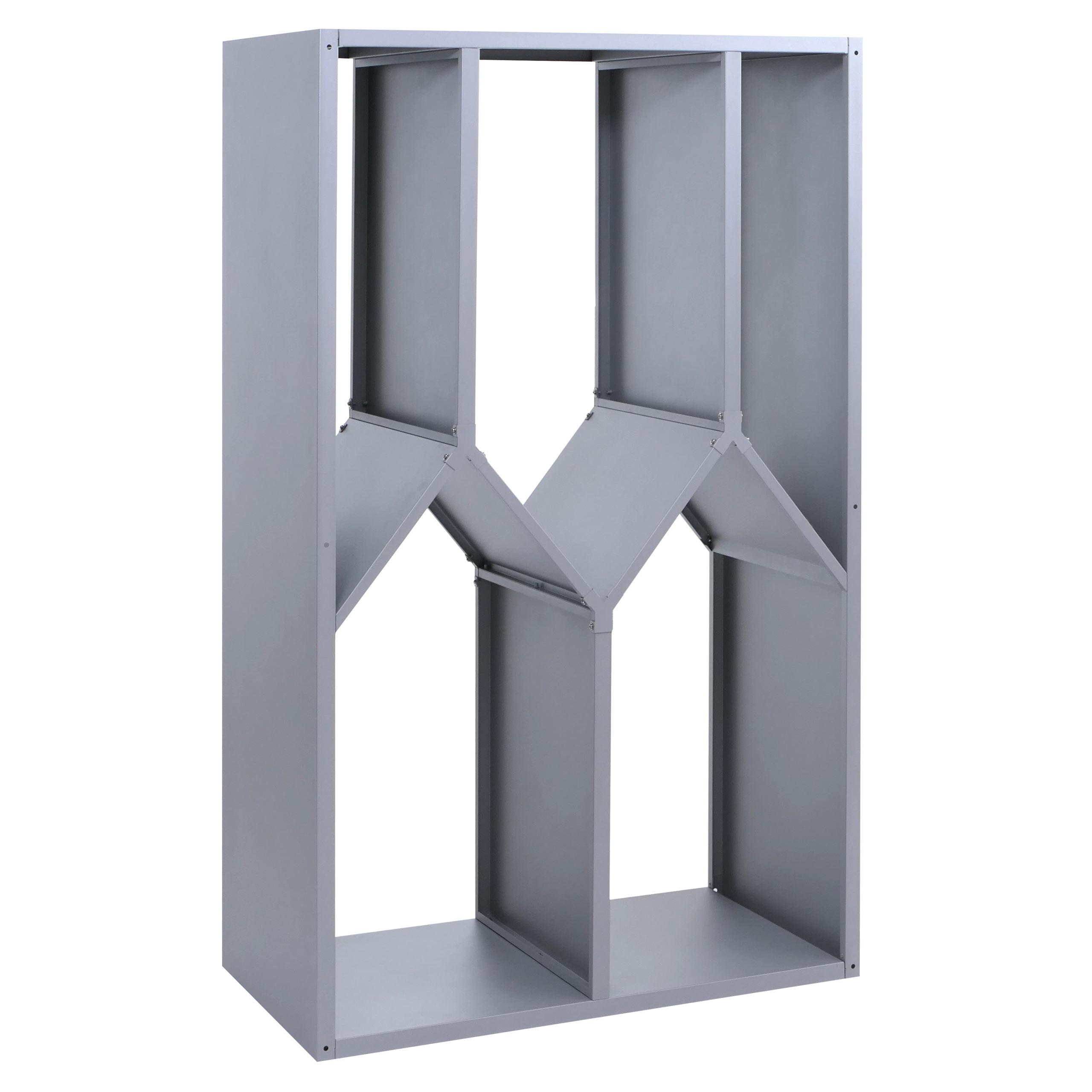 BRENNHOLZLAGER Grau - Grau, Metall (95/160/50cm) - MCW