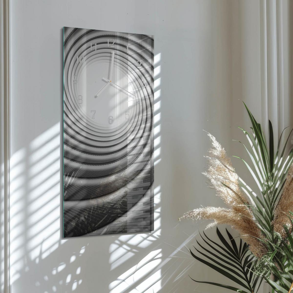 WANDUHR aus Glas 30x60 cm - Wirbel - Schwarz, Glas (30/60/0.4cm) - TULUP