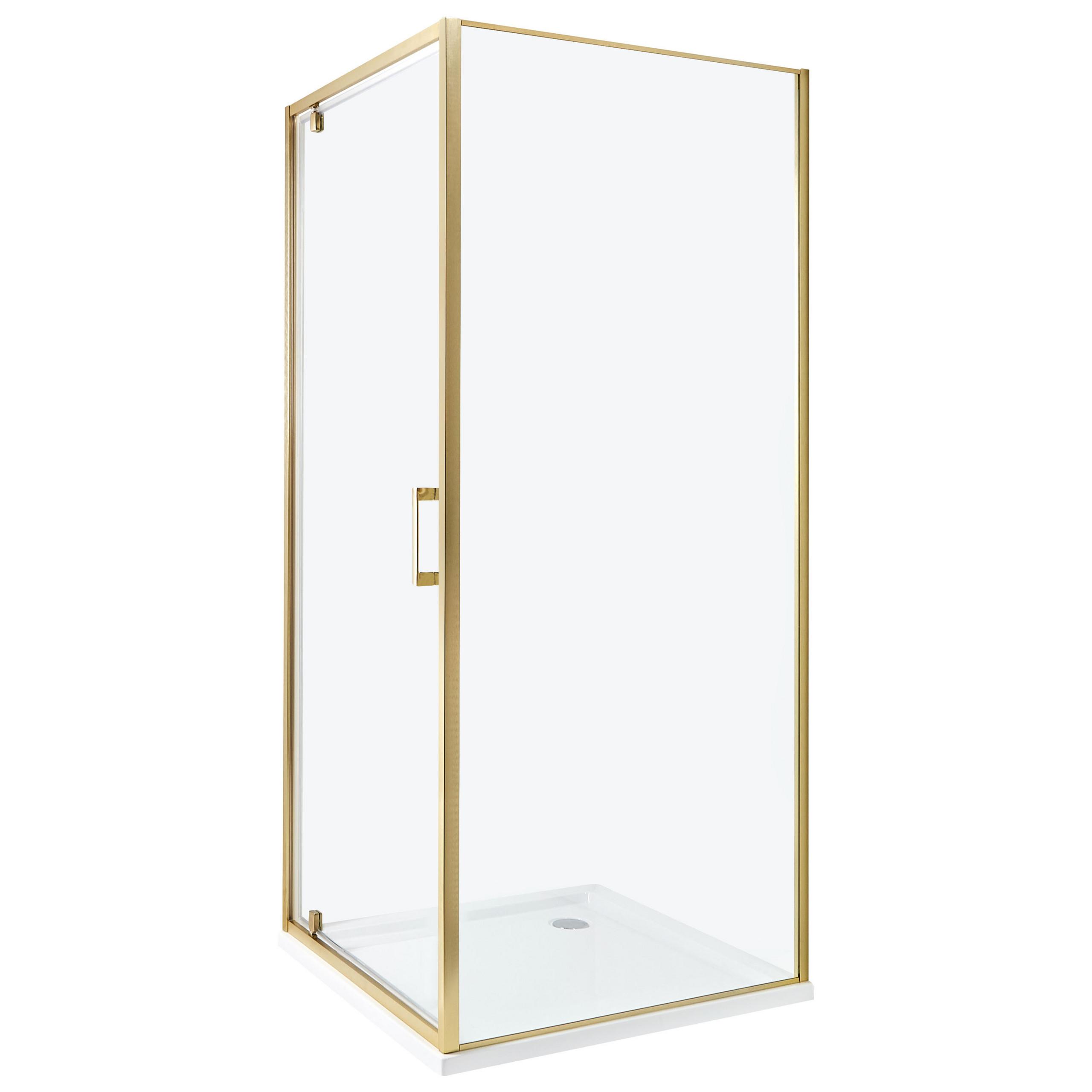 DUSCHKABINE 80/80/185 cm Gold Darli - Transparent/Goldfarben, Glas (80/80/185cm) - Beliani
