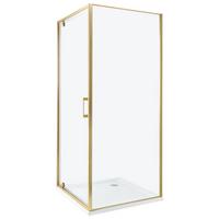 DUSCHKABINE 80/80/185 cm Gold Darli - Transparent/Goldfarben, Glas (80/80/185cm) - Beliani