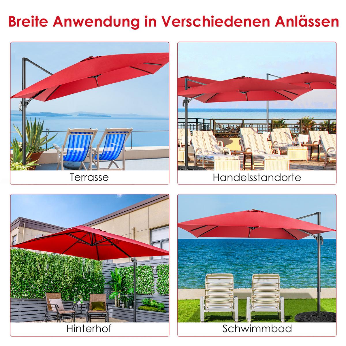 BELEUCHTETER 300cm Weinrot - Weinrot, Metall (300/300cm) - COSTWAY