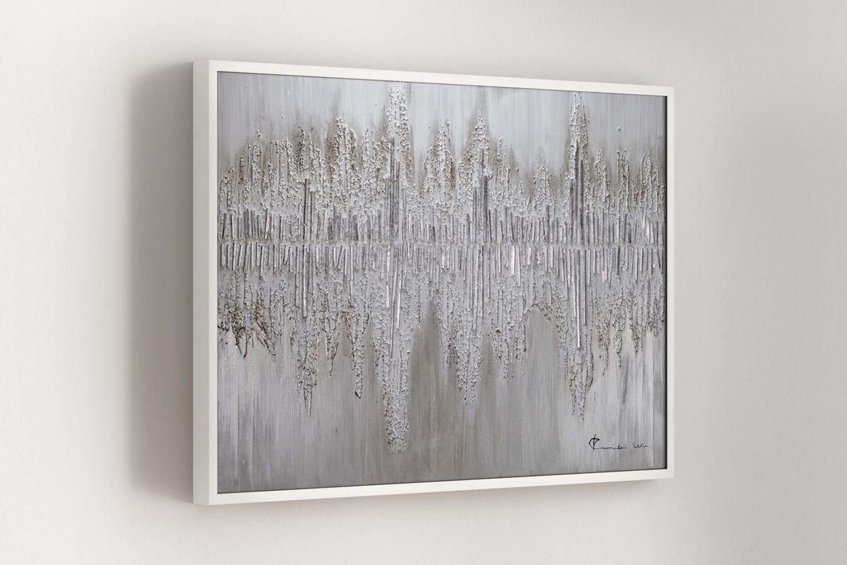 ACRYLBILD HANDGEMALT 90/60 cm - Silberfarben/Grau, Holz/Textil (90/60cm) - KUNSTLOFT