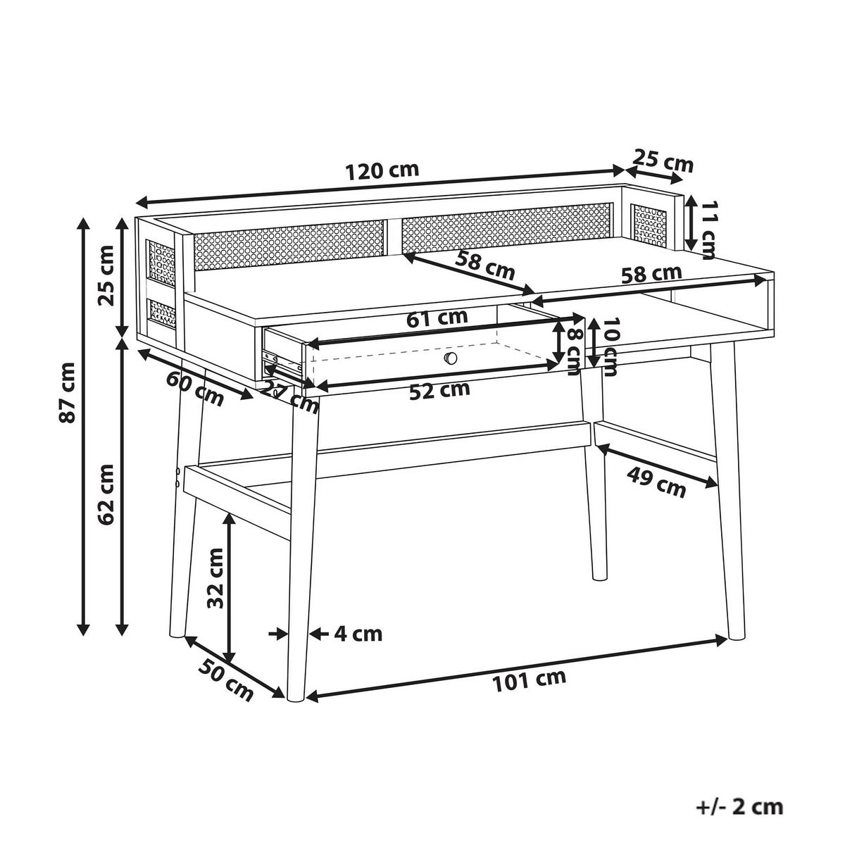 SCHREIBTISCH Hellbraun 120/60 cm Noven - Hellbraun, Holzwerkstoff (60/120/87cm) - Beliani