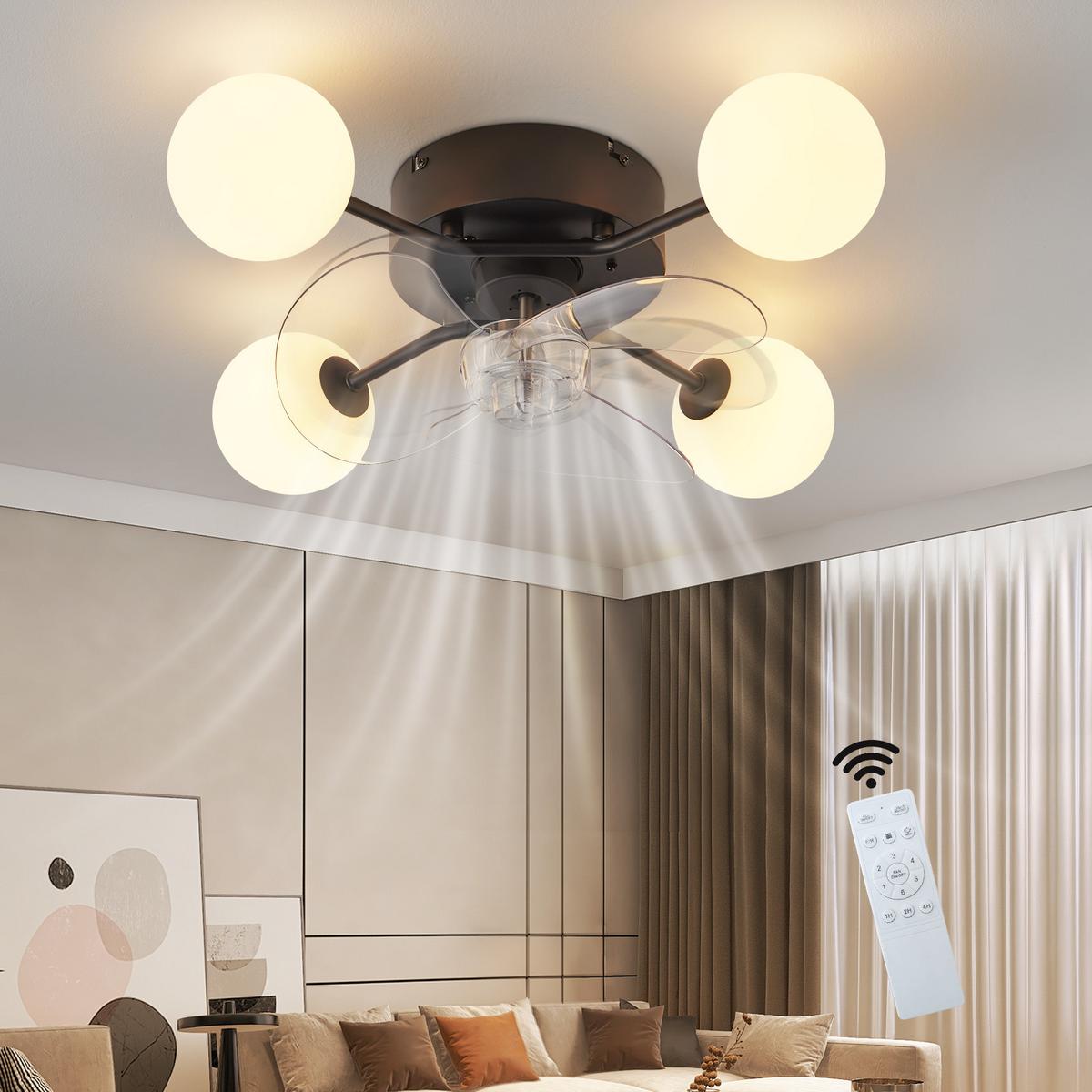 DECKENVENTILATOR mit Beleuchtung Palen 50/28/15 cm - Schwarz/Weiß, Kunststoff/Metall (50/28/15cm) - ZMH