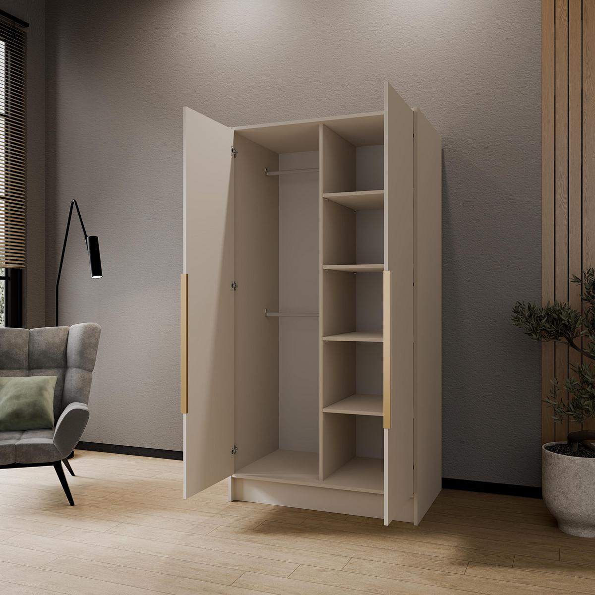 DREHTÜRENSCHRANK BERON 102/200/51 cm Modern Kleiderschrank 2-türig Kaschmir - Kaschmir, Holzwerkstoff (102/200/51cm) - MASSENO