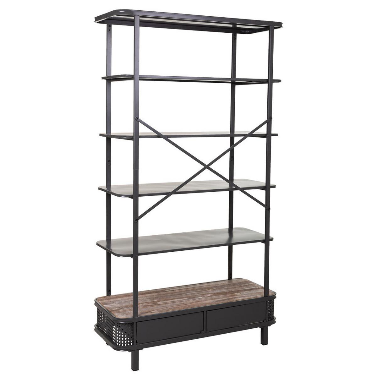 REGAL aus Metall und Holz, Grau, 100x40x181 - Grau, Metall (100/181/40cm) - Wanderlust