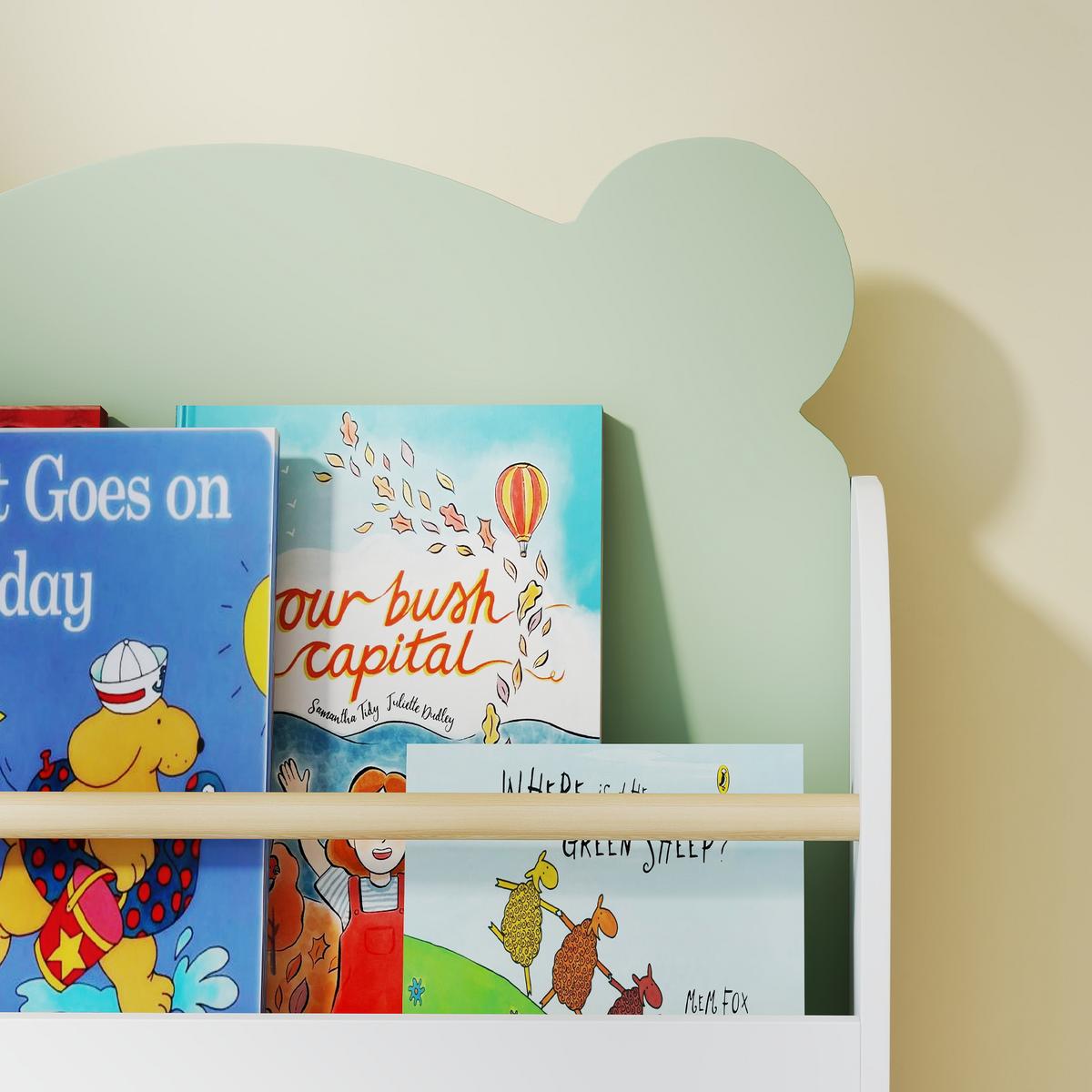 KINDER-BÜCHERREGAL MDF Grün - Grün, Holzwerkstoff (15/110/55cm) - AIYAPLAY