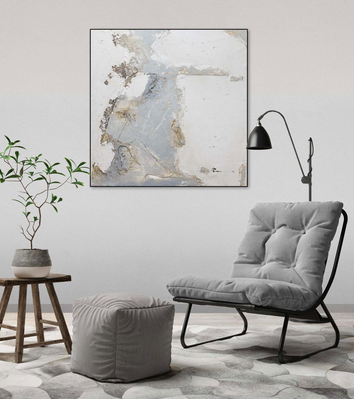 ACRYLBILD HANDGEMALT 80/80 cm - Grau, Holz/Textil (80/80cm) - KUNSTLOFT