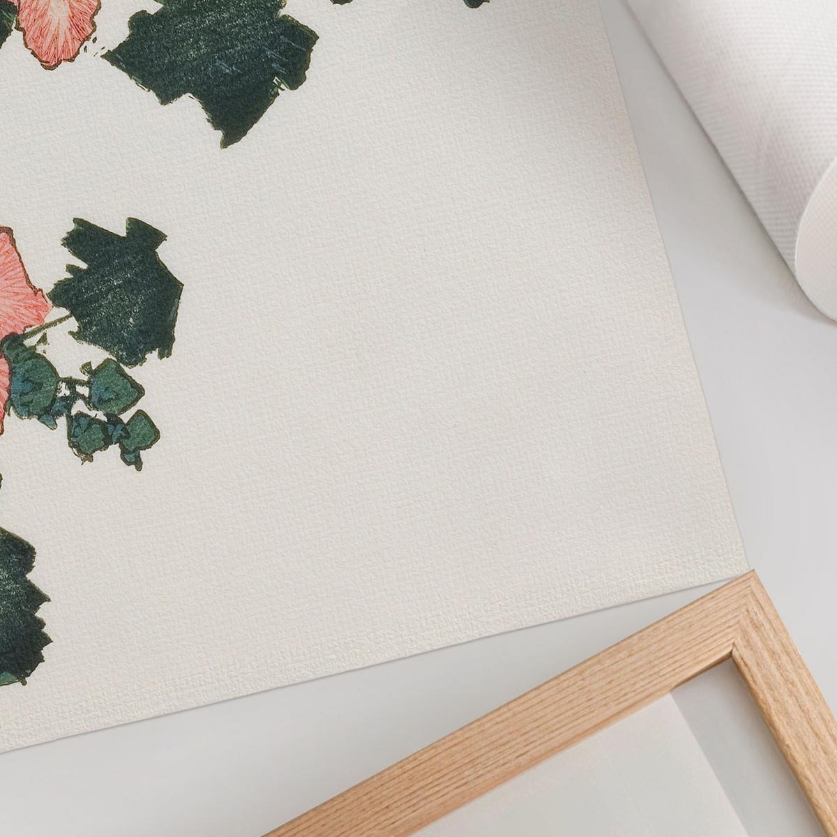 POSTER - 42x29 cm (A3) - Hokusai - Rote Rosen - Beige, Textil (42/29.7/0.1cm) - TULUP
