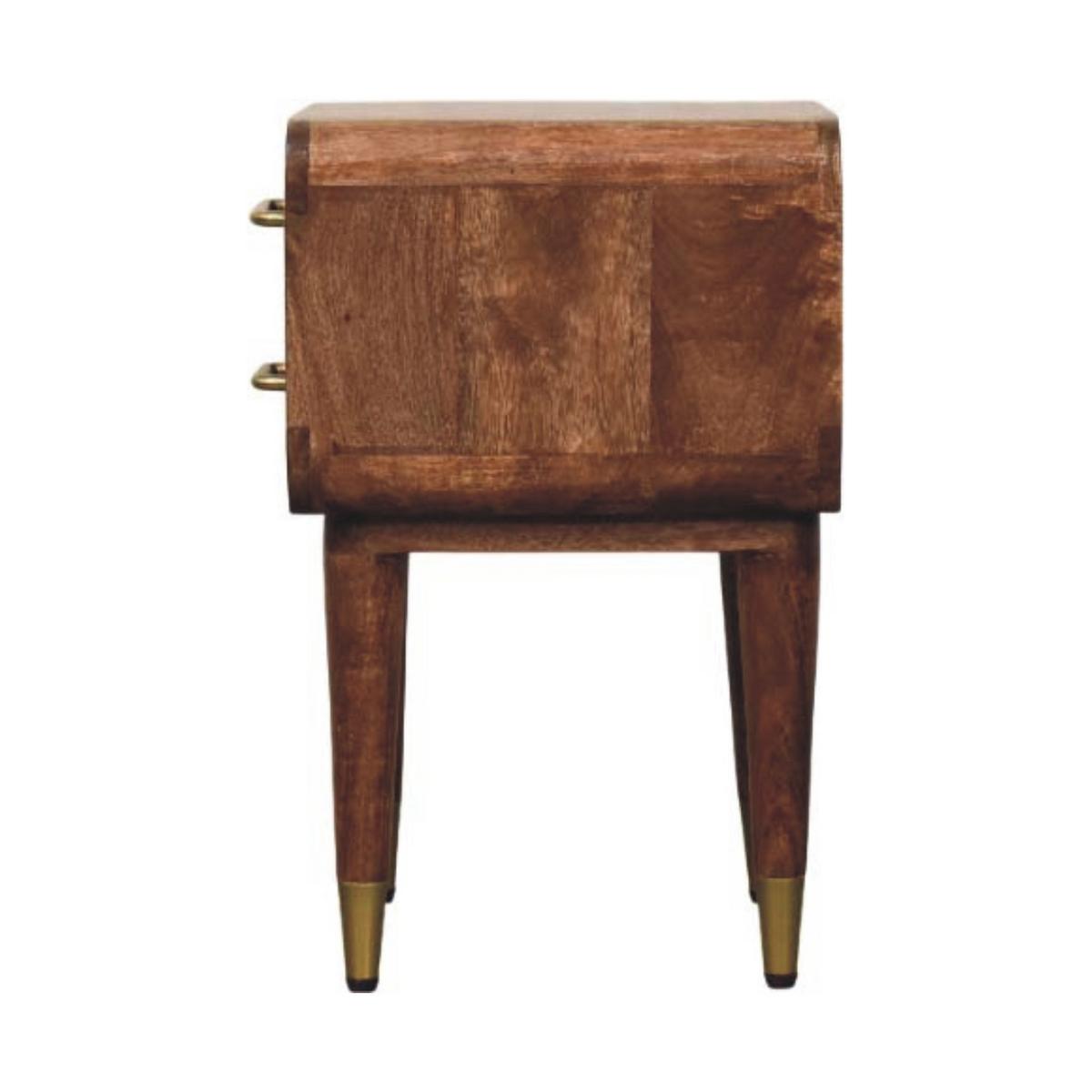 NACHTKASTEN Astor, 2 Schubladen, Dunkelbraun - Rotbraun/Messingfarben, Holz/Metall (45/55/35cm) - Artisan Furniture