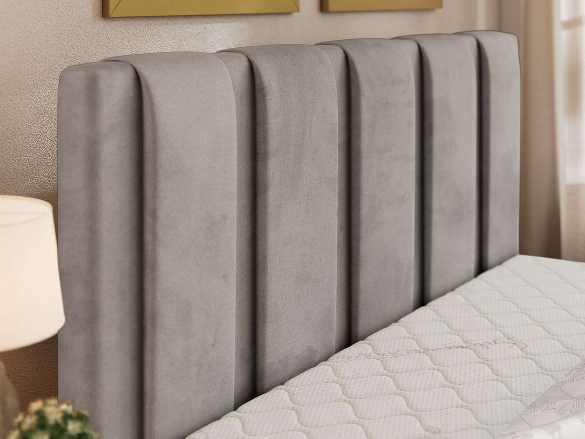 POLSTERBETT SAVINO CLASSIC 140/200 - Hellgrau Velvet - Multipocket-Matratze - Hellgrau/Schwarz, Kunststoff/Textil (140/200cm) - MKS