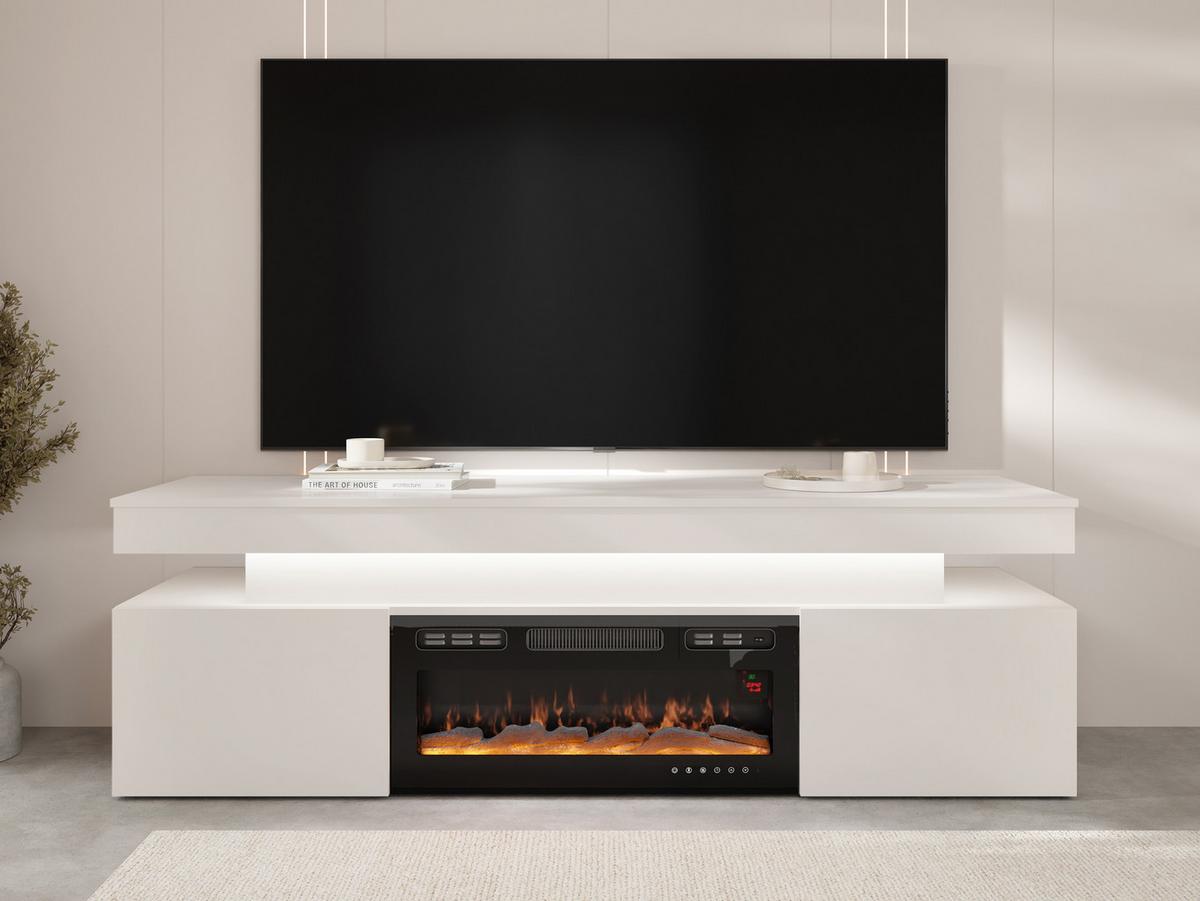 TV-LOWBOARD EF 2D Glossa Bis mit Kamin - Sandfarben, Holzwerkstoff/Kunststoff (190/59/41cm) - MIRJAN24