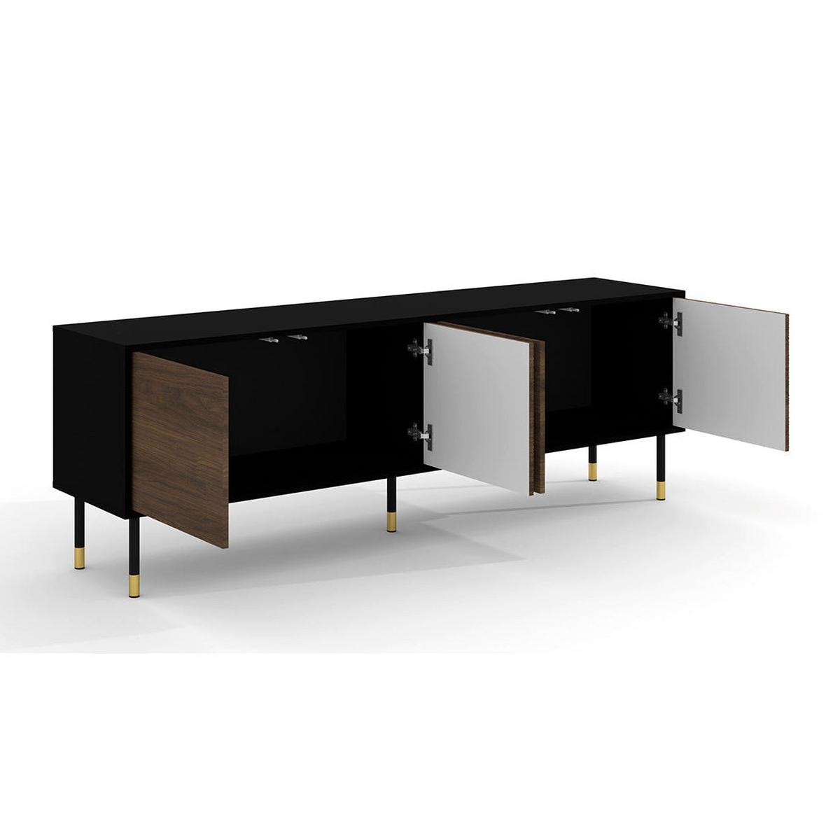 TV-MÖBEL Rani Holz und Schwarz - Schwarz, Holzwerkstoff (180/60/40cm) - Petits-meubles