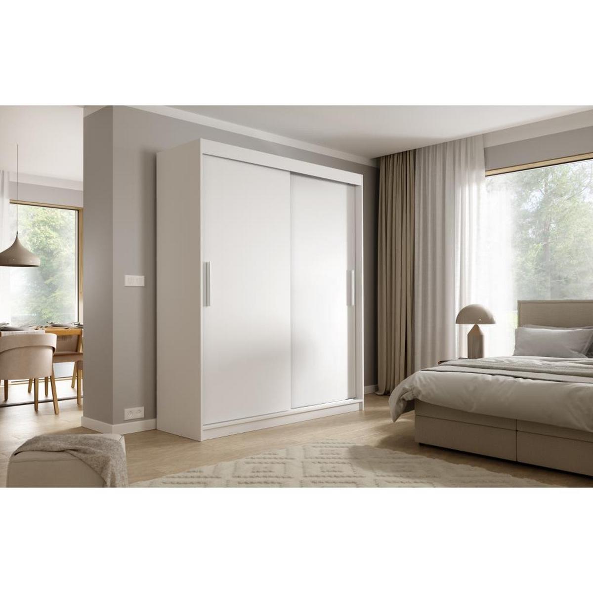 SCHWEBETÜRENSCHRANK Katrina weiß 180/215,5/59 cm 2-türig - Weiß, Holzwerkstoff (180/215.5/59cm) - Beautysofa