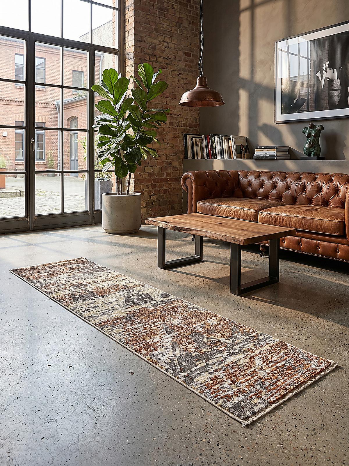 TEPPICH ADUR, abstrakt, Erdtöne, 60 x 230 cm - Braun, Textil (230/60cm) - KADIMA DESIGN
