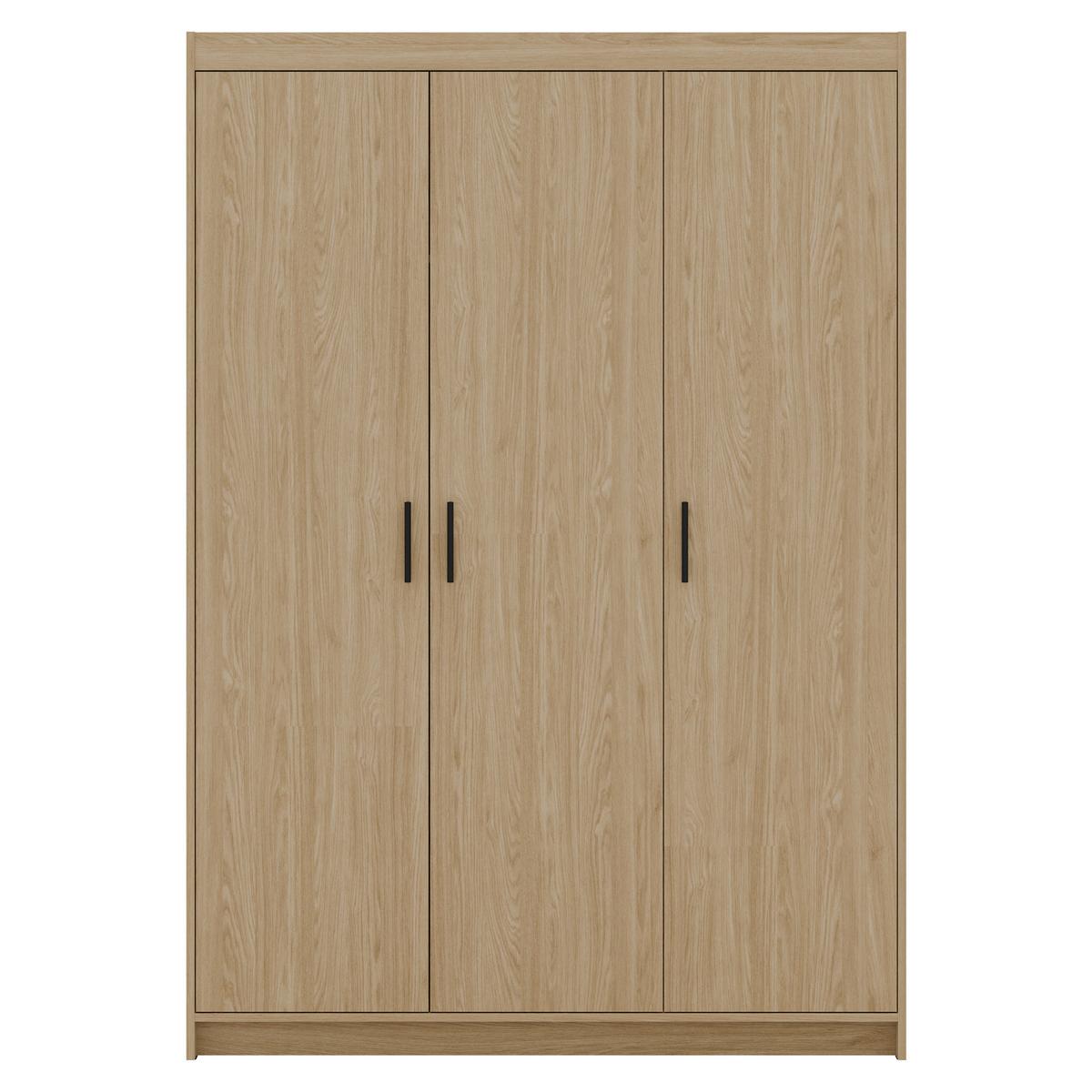 DREHTÜRENSCHRANK Elena mit 3 Türen, ohne Spiegel, Eiche Geölt - Eichefarben, Holzwerkstoff (130/190/53cm) - Beautysofa