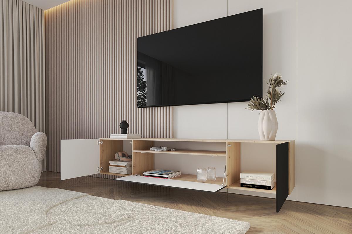 LOWBOARD NOA-2-W 200x40x41 cm - Artisan / Schwarz - Schwarz/Eiche Artisan, Holzwerkstoff (200/40/41cm) - ALTDECOR