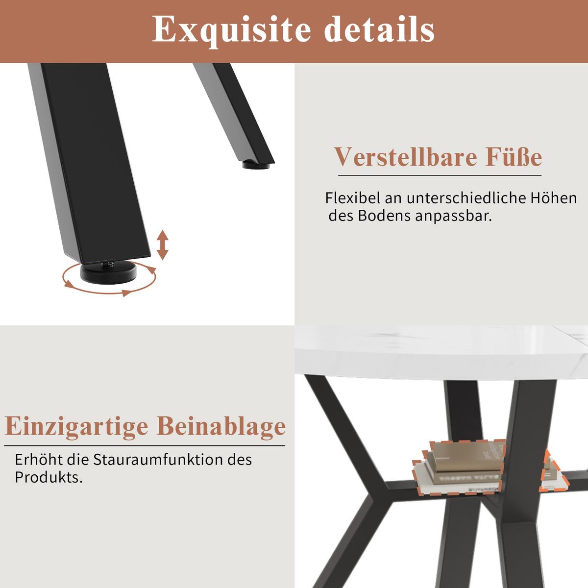 ESSTISCH runder marmor-optik Ø 100 cm mit X-metallgestell - Schwarz, Holzwerkstoff (100/100/75cm) - Urban Meuble