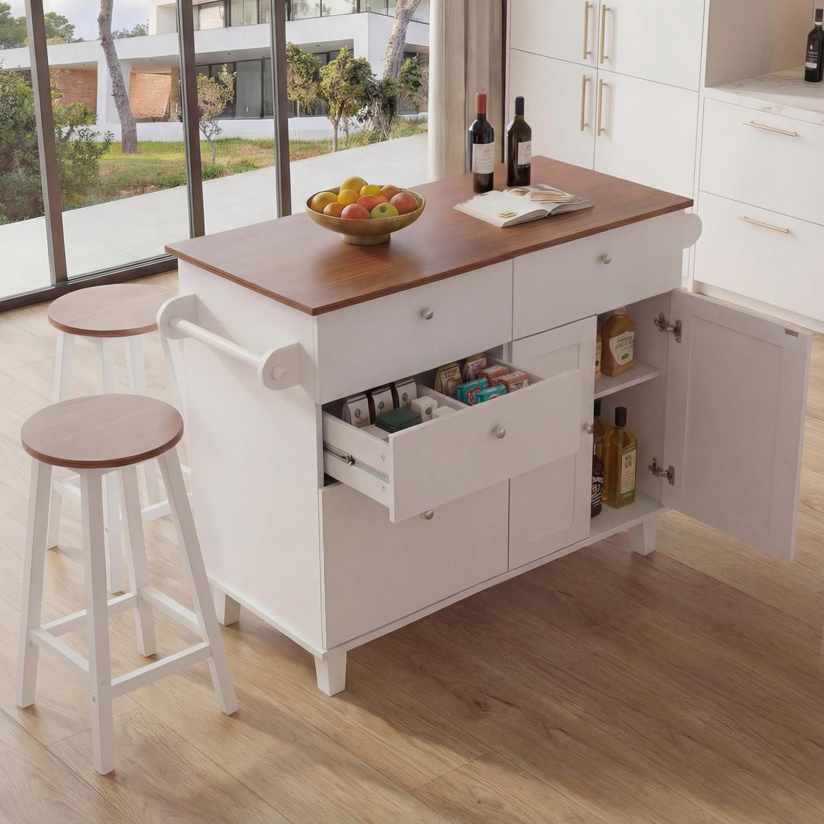 KÜCHENINSEL Weiß, Beige - Beige/Weiß, Holz (131/90/47cm) - MCW