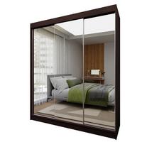 SCHWEBETÜRENSCHRANK BELLINA 180/216/61 cm 3-türig mit Spiegel Wengefarben - Wengefarben, Holzwerkstoff (180/216/61cm) - MASSENO