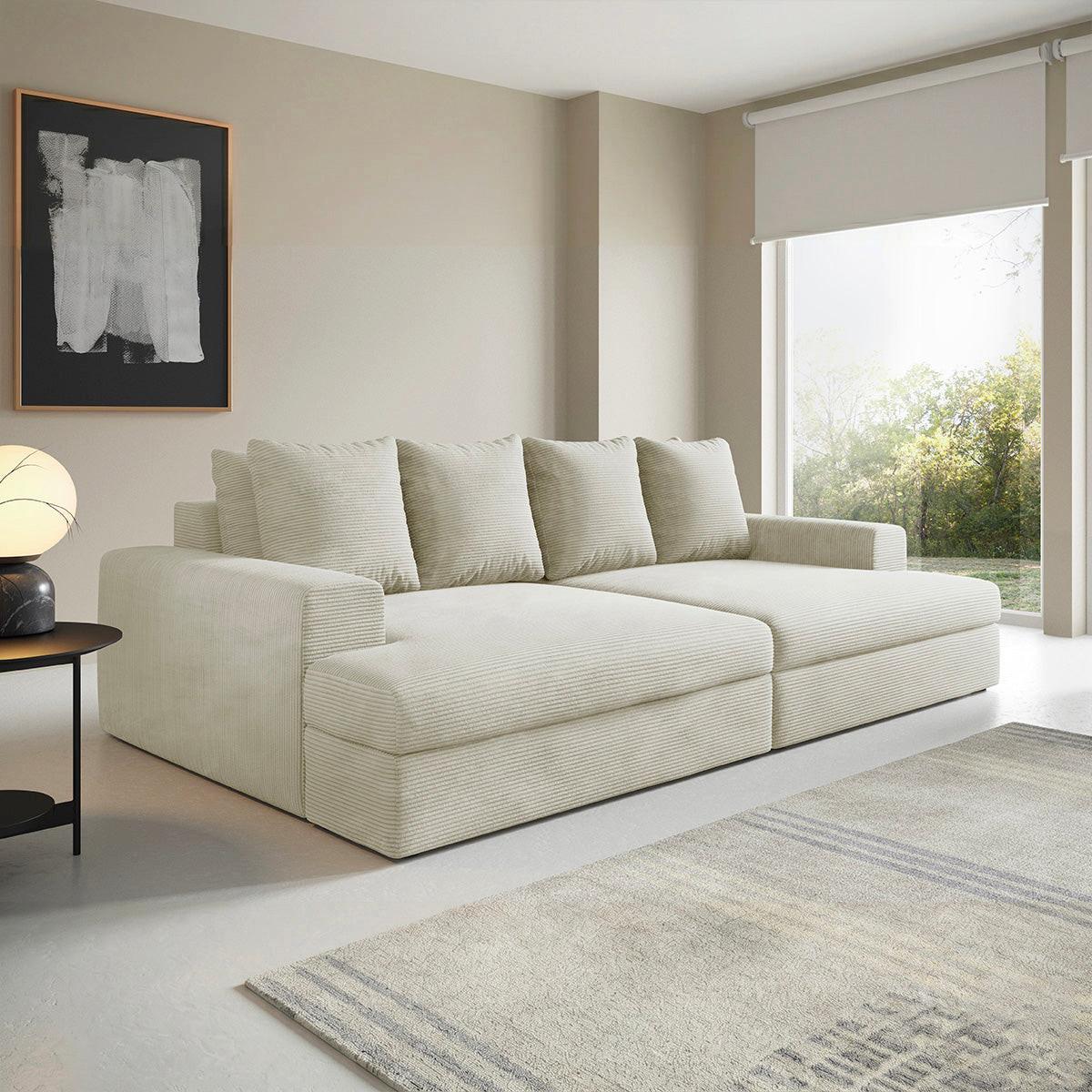 SOFA Paola 3 Sitzplätze Gebrochenes Weiß - Weiß, Holz (272/86/167cm) - Petits-meubles