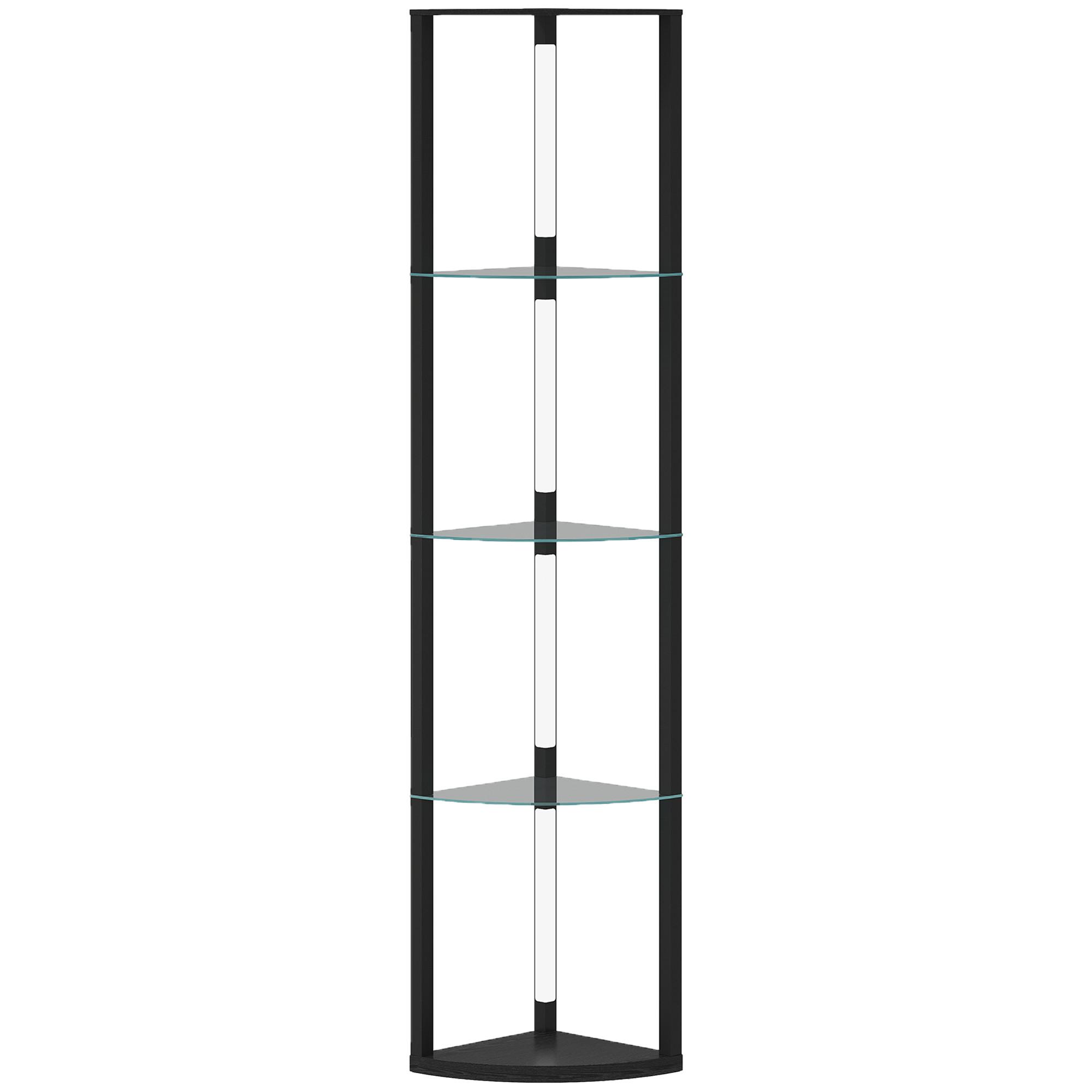 STEHLAMPE MDF Glas Schwarz - Schwarz, Holzwerkstoff (41.5/29.5/162cm) - HOMCOM