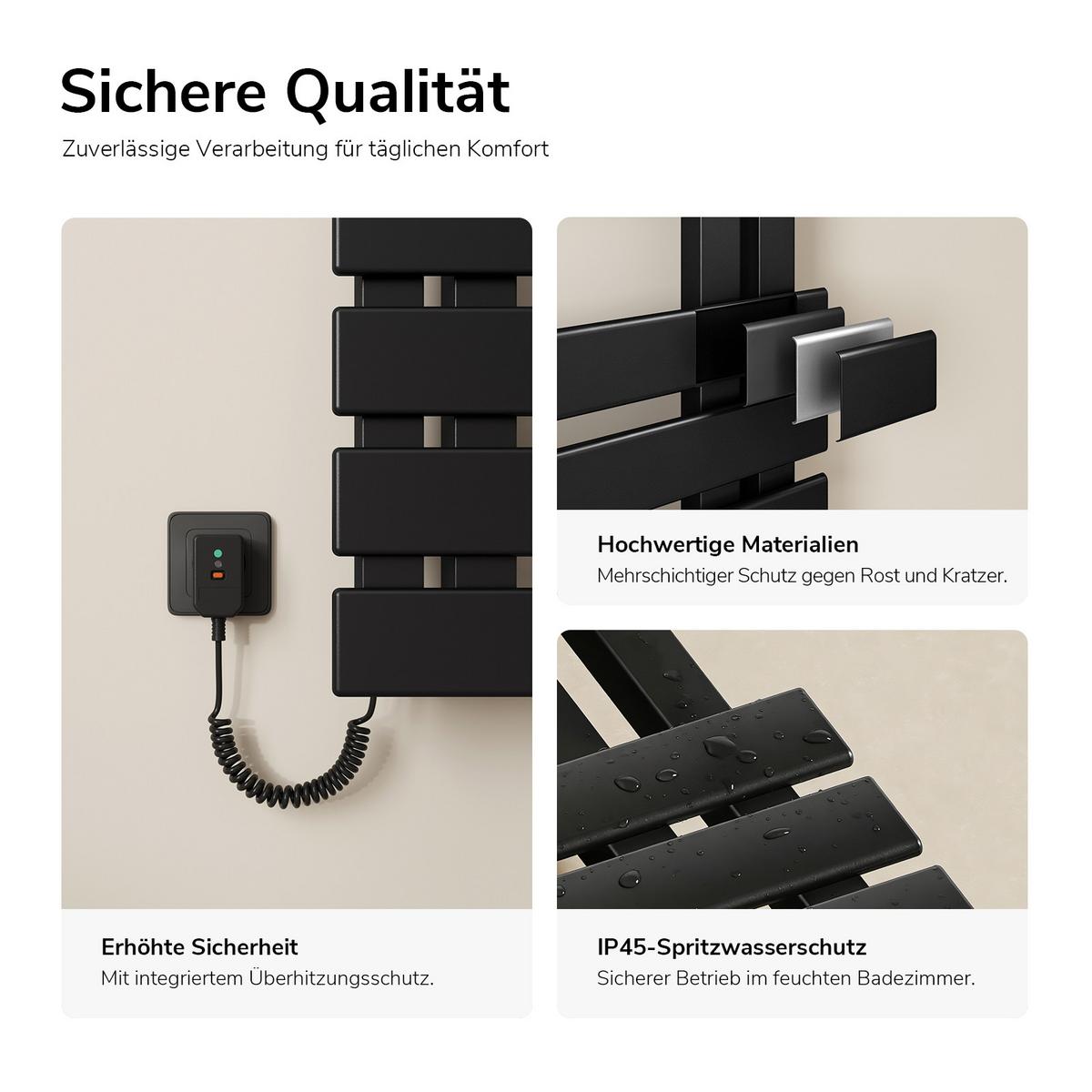 HEIZKÖRPER Elektrisch WLAN Thermostat Schwarz 130/50 cm - Schwarz, Metall (50/130/11cm) - EMKE
