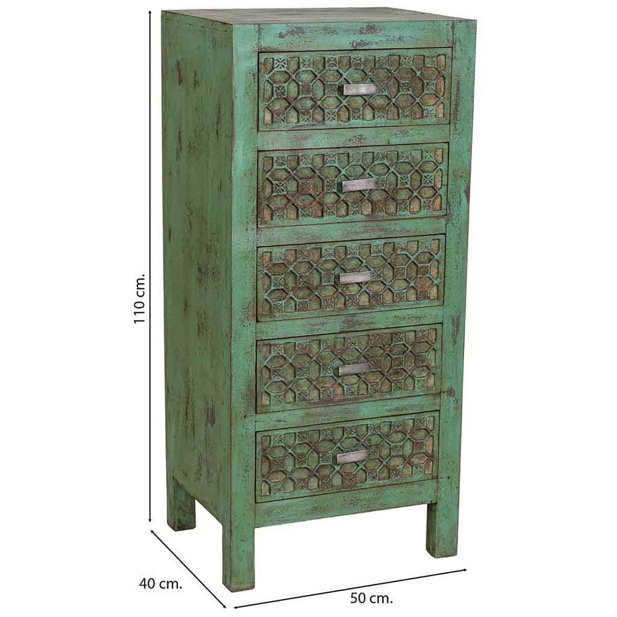 KOMMODE aus holz 50x40x110cm - Grün, Holz (50/110/40cm) - Wanderlust