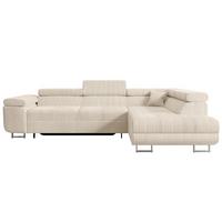 ECKSOFA mit Schlaffunktion und Bettkasten GUSA-L 272x202x107 cm Beige Cord - Beige/Silberfarben, Holzwerkstoff/Textil (272/202cm) - ALTDECOR