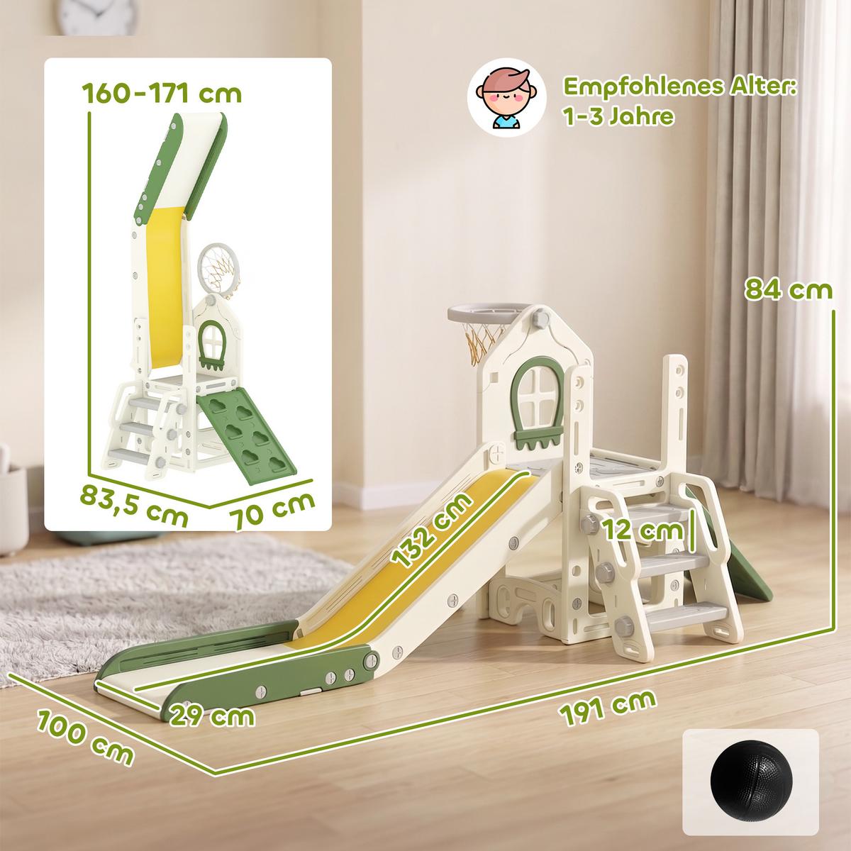 KINDER-RUTSCHE HDPE Cremeweiß - Creme, Kunststoff (100/84/191cm) - AIYAPLAY